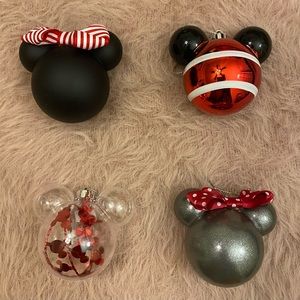 Primark Mickey Mouse Ornaments - Set of Four (4) - Red & Black